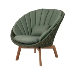 Cane-line Peacock loungefåtölj, teak - mörkgrön