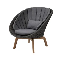 Cane-line Peacock loungefåtölj, teak - mörkgrå