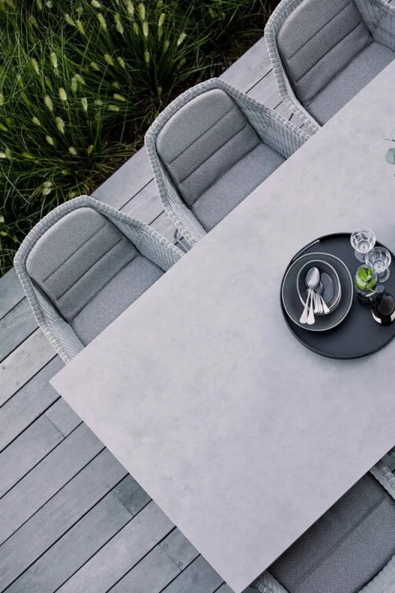 Cane-line Pure matbord, 200 x 100 cm, ljusgrå - betonggrå keramik