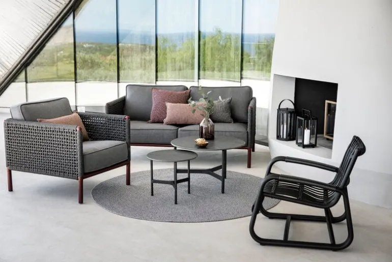 Cane-line Twist kaffebord, diameter 45 cm, lavagrå - fossilsvart