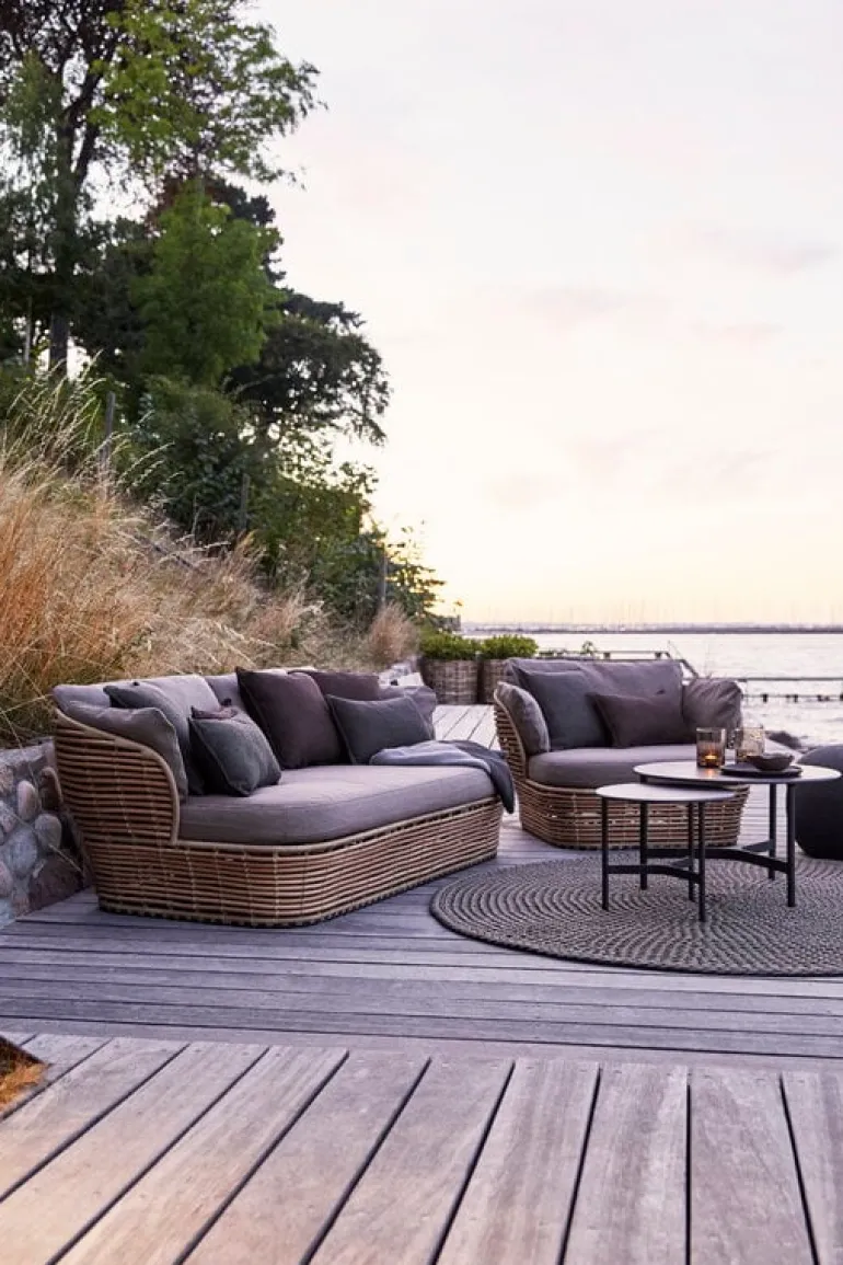 Cane-line Twist kaffebord, diameter 45 cm, lavagrå - fossilsvart