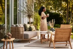 Cane-line Twist soffbord, diam. 90 cm, teak - travertinlook