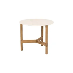 Cane-line Twist soffbord, diam. 45 cm, teak - travertinlook