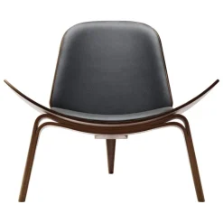 Carl Hansen & Søn CH07 Shell loungefåtölj, oljad valnöt - svart läder Thor 301