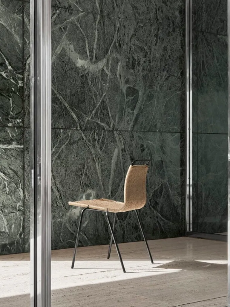 Carl Hansen & Søn PK1 stol, svart stål - naturligt papperssnöre