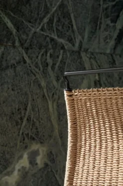 Carl Hansen & Søn PK1 stol, svart stål - naturligt papperssnöre