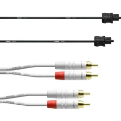 Cordial RCA/Toslink-kabelsats för subwoofer, 3 m, vit - svart