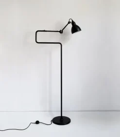 DCWéditions Lampe Gras 411 golvlampa, rund skärm, svart