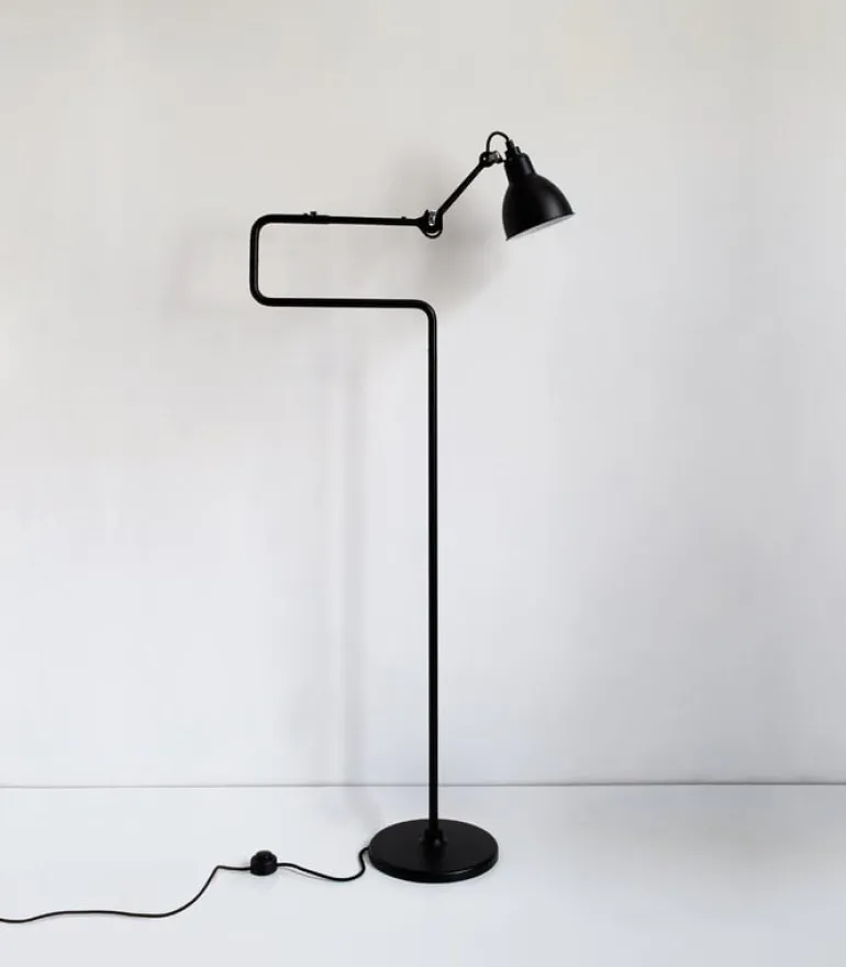 DCWéditions Lampe Gras 411 golvlampa, rund skärm, svart