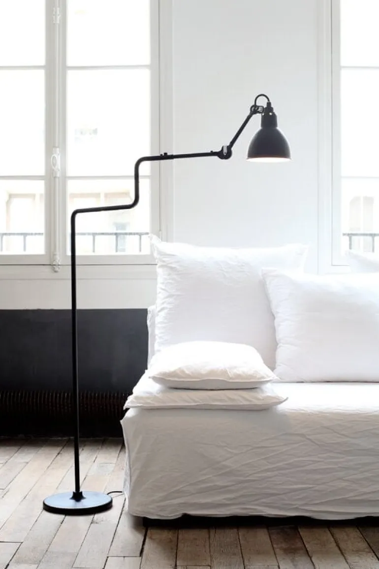 DCWéditions Lampe Gras 411 golvlampa, rund skärm, svart