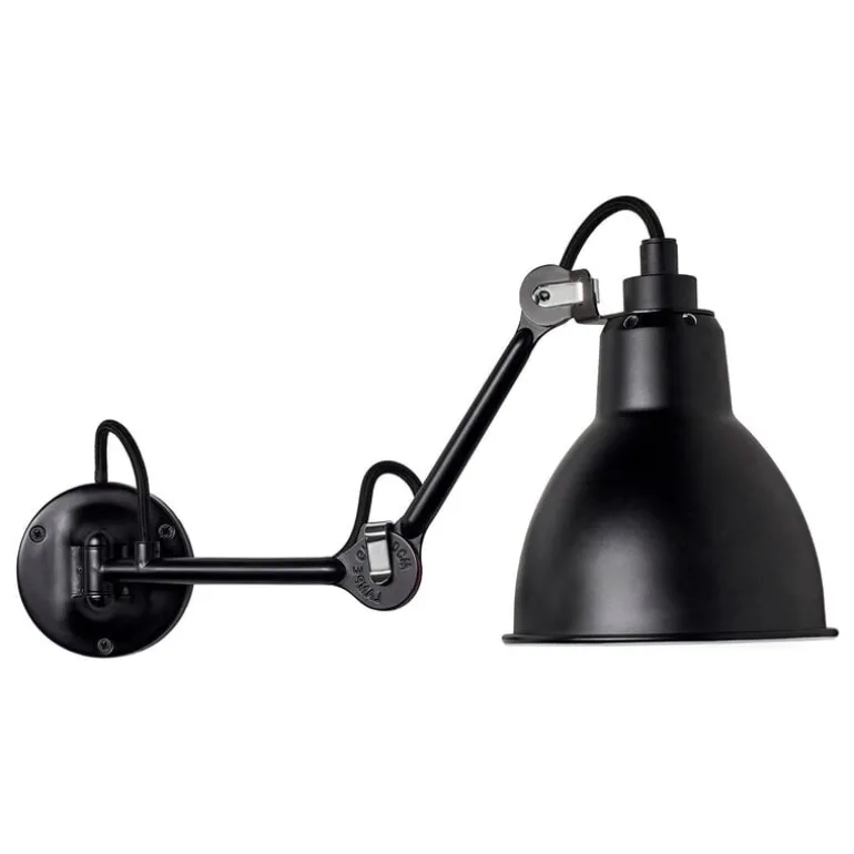 DCWéditions Lampe Gras 204 vägglampa, rund skärm, svart