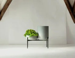 Elementa Klorofyll blomkruka med stativ, låg och hög, grå