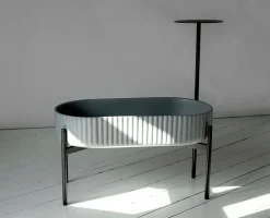 Elementa Klorofyll blomkruka med stativ, oval, grå