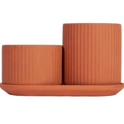 Elementa Klorofyll set med blomkrukor, terrakotta