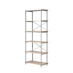 FDB Møbler A91 Nordhavn bokhylla, 85 x 182 cm, ek - silkesgrå