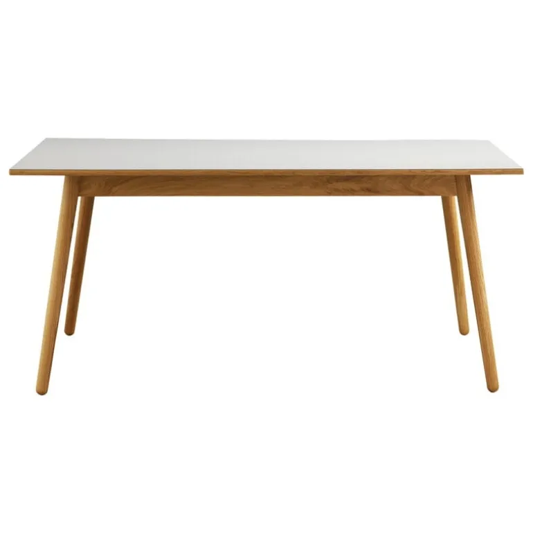 FDB Møbler C35B matbord, 160 x 82 cm, ek - ljusgrå linoleum