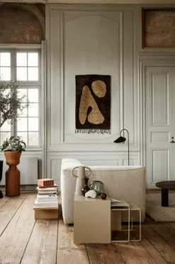 ferm LIVING Abstract matta, 80 x 120 cm, brun - off white