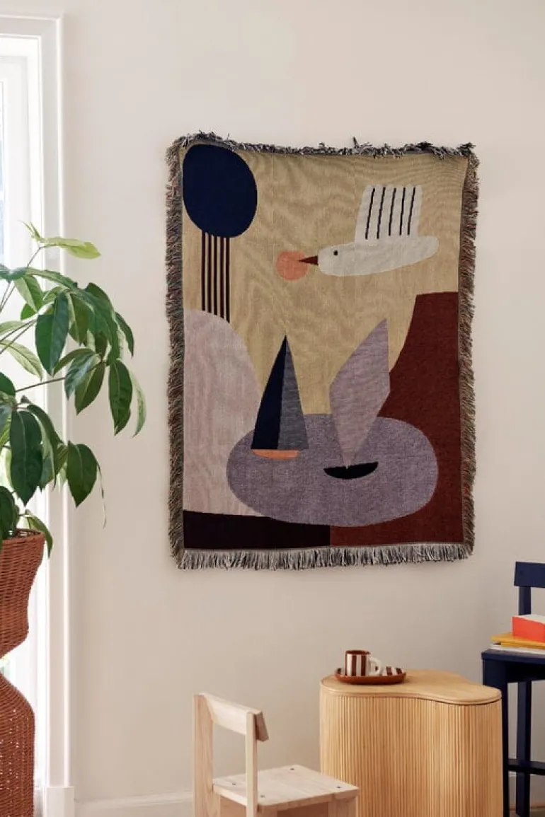 ferm LIVING Bird filt med bildvävnad, 80 x 110 cm, flerfärgad
