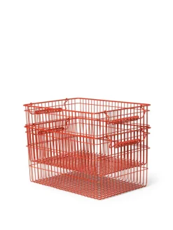 ferm LIVING Cala stapelbar korg, 2-pack, poppy red