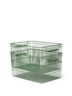 ferm LIVING Cala stapelbar korg, 2-pack, grön