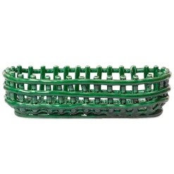 ferm LIVING Ceramic korg, oval, smaragdgrön