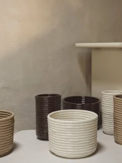 ferm LIVING Corduroy kruka, 20 cm, offwhite