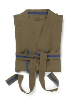 ferm LIVING Field morgonrock, oliv - klarblå