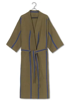 ferm LIVING Field morgonrock, oliv - klarblå