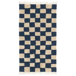 ferm LIVING Mara Washable matta, 150 x 80 cm, djupblå - varm sand