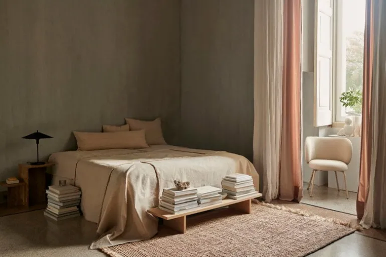 ferm LIVING Offset överkast, 272 x 264 cm, naturvit