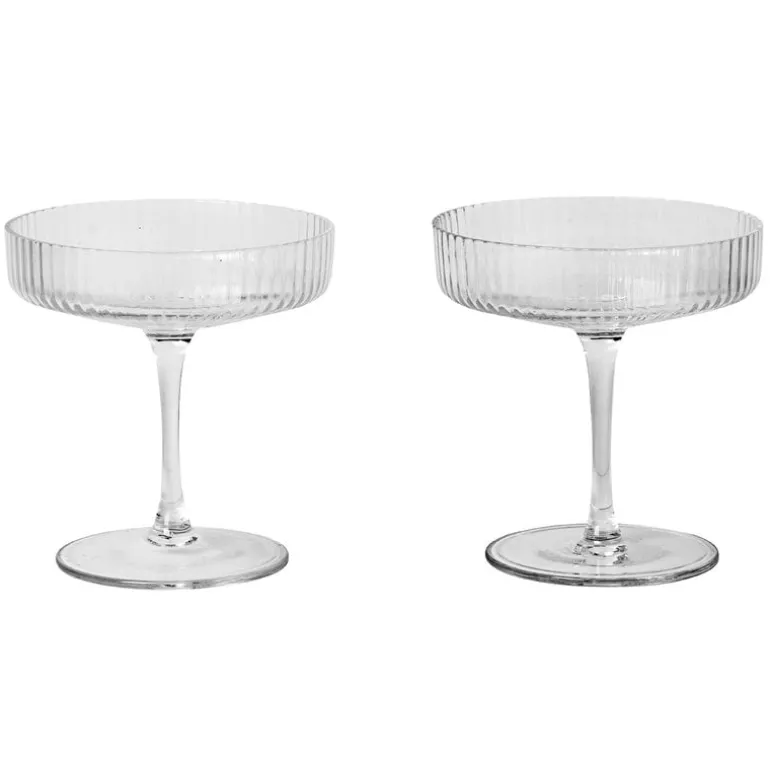 ferm LIVING Ripple champagneglas, 2-pack, ofärgad