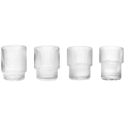 ferm LIVING Ripple glas, 4-pack, ofärgad