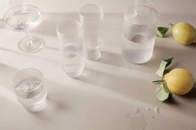 ferm LIVING Ripple glas, 4-pack, ofärgad