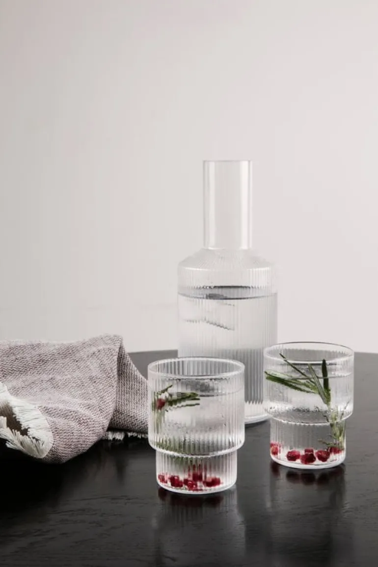 ferm LIVING Ripple glas, 4-pack, ofärgad