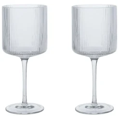 ferm LIVING Ripple rödvinsglas, 2-pack, klarglas