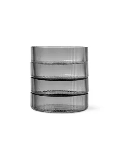 ferm LIVING Ripple serveringsskålar, set om 4, smoke grey