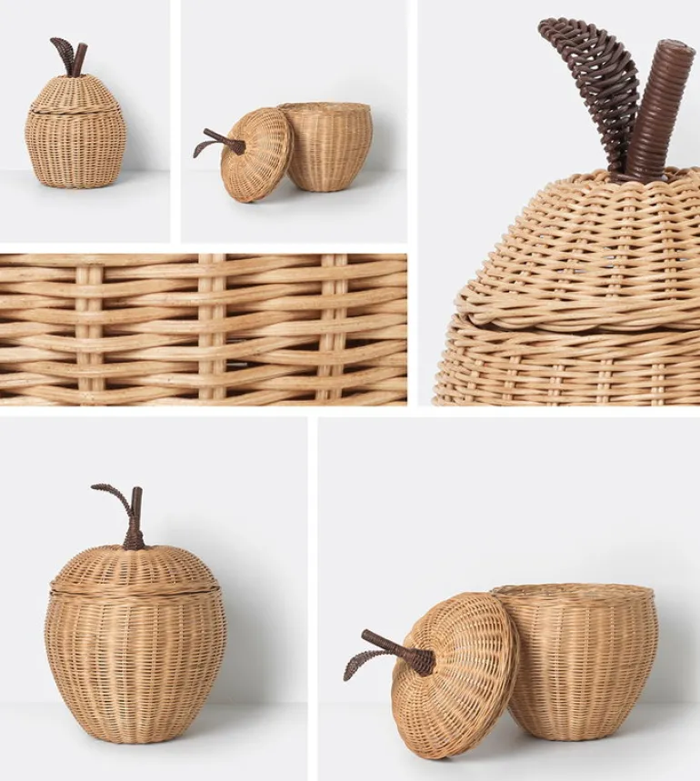 ferm LIVING Small Apple flätad korg