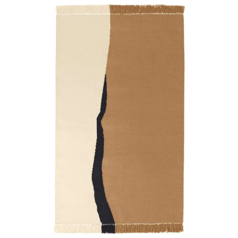 ferm LIVING Soil Kelim-matta, 140 x 200 cm, mörk sand - off-white
