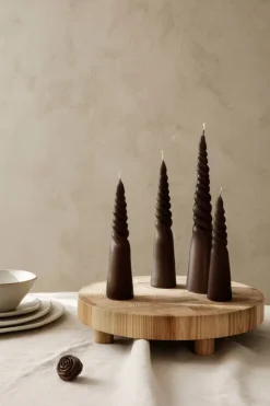 ferm LIVING Vridna ljus, 4 st, brun