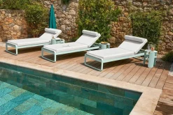 Fermob Bellevie Premium solsäng, acapulco blue - flanellgrå