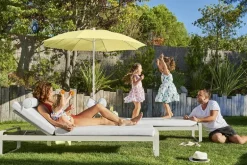 Fermob Bellevie Premium solsäng, acapulco blue - flanellgrå