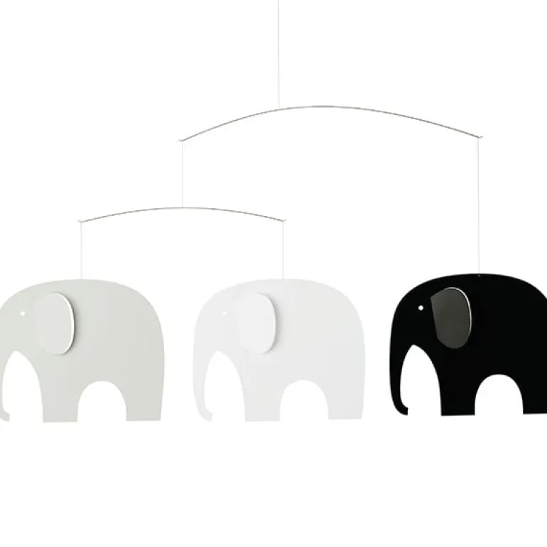 Flensted Mobiles Elephant Party mobil, svart - vit