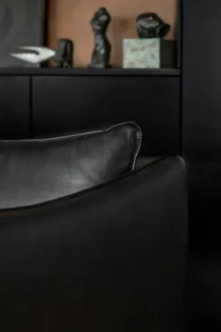 Fogia Tiki fåtölj, liten, svart stål - svart Elmosoft-läder