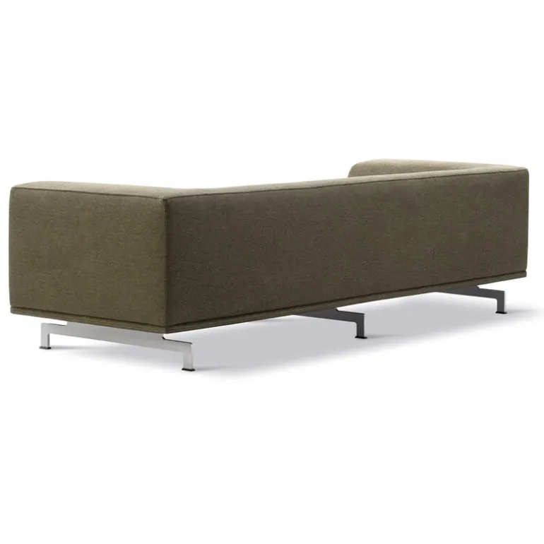 Fredericia Delphi 2-sits soffa, borstad aluminium - olivgrön Clay 14