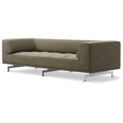 Fredericia Delphi 2-sits soffa, borstad aluminium - olivgrön Clay 14
