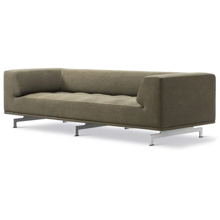 Fredericia Delphi 2-sits soffa, borstad aluminium - olivgrön Clay 14