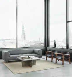 Fredericia Delphi 3-sits soffa, borstad aluminium - grå Bardal 220