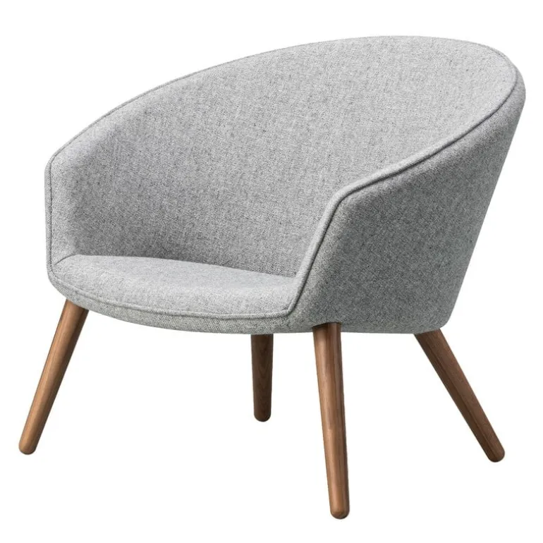Fredericia Ditzel fåtölj, light grey - lackerad valnöt