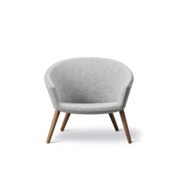Fredericia Ditzel fåtölj, light grey - lackerad valnöt