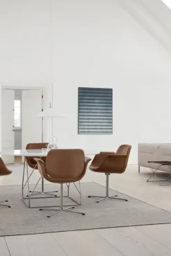 Fredericia JG hopfällbar pall, borstat stål - svart läder